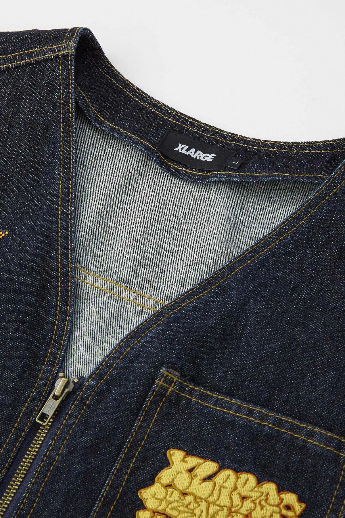 XLARGE x CSC DENIM VEST - INDIGO