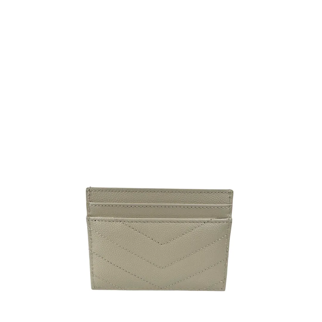 YSL Cassandre Grain de Poudre Leather Card Case - Vintage Blanc