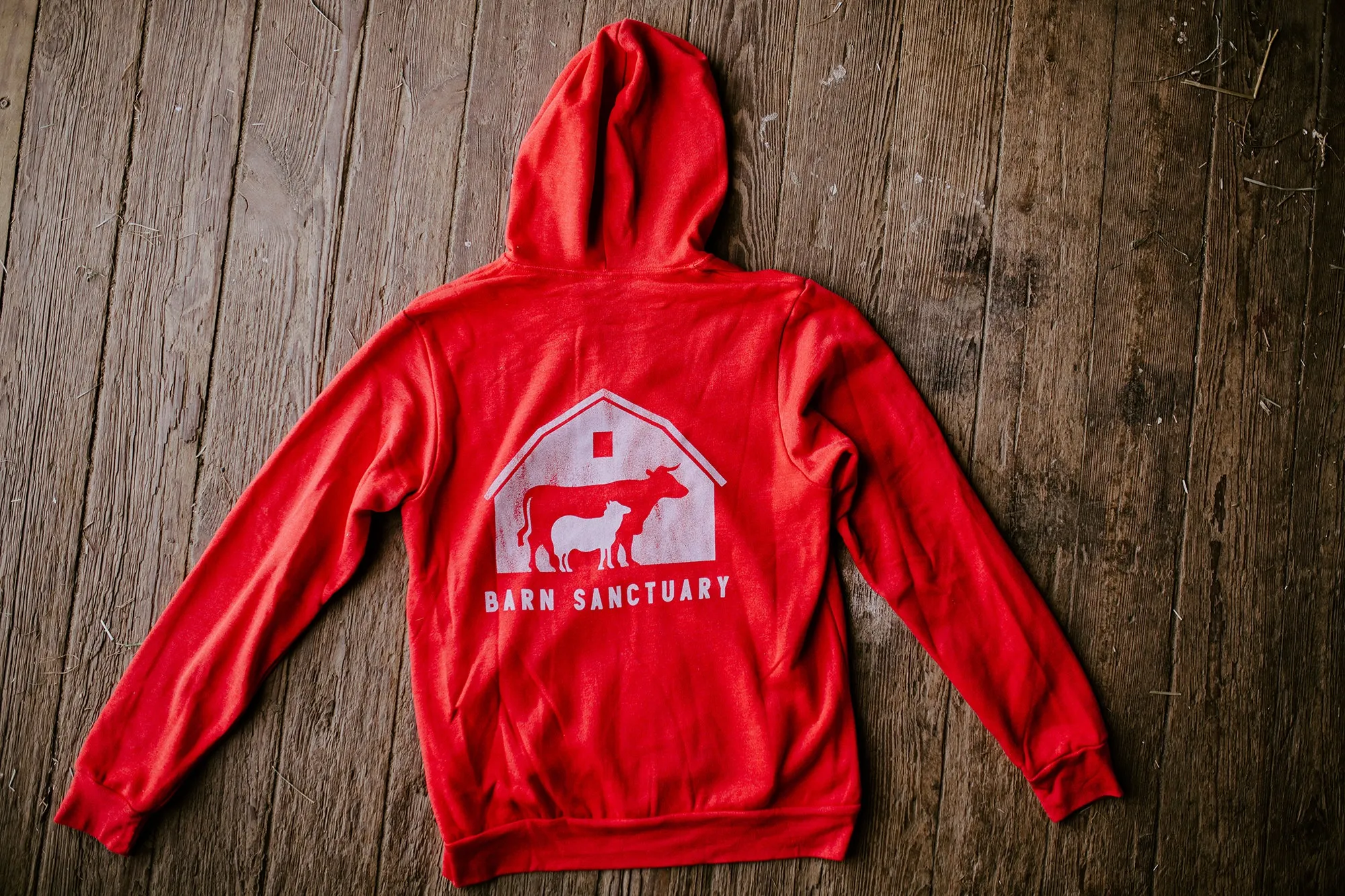 Zip-Up Barn Logo Hoodie - Vintage Red